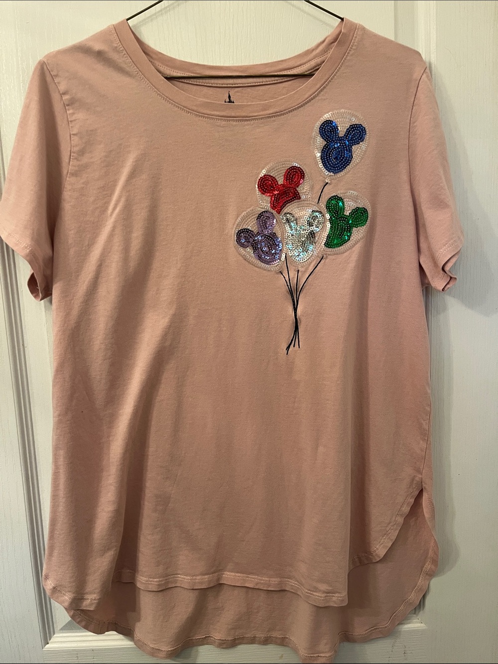 Disney Pink Logo Tee with Castle Print
